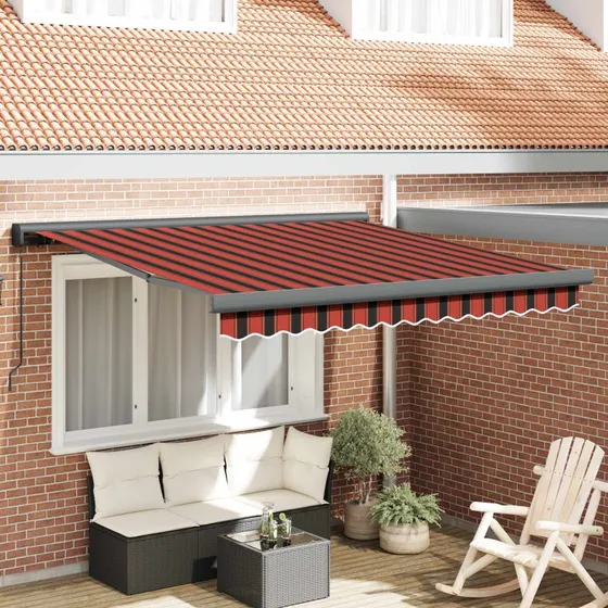vidaXL Utrækkelig Markise Rød og Sort 300 x 250 cm Stof og Metal