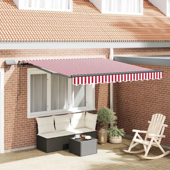vidaXL Utrækkelig Markise Rød/Hvid 300 x 250 cm