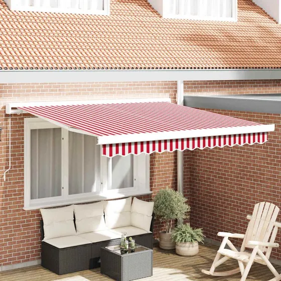 vidaXL Utrækkelig Markise Rød og Hvid 300 x 250 cm