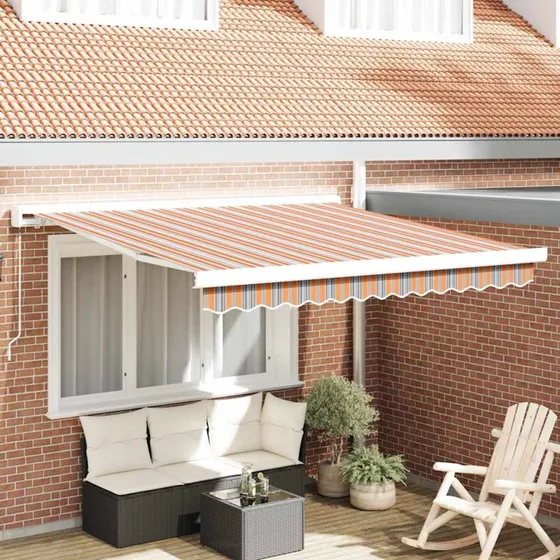 vidaXL Utrækkelig Markise 300 x 250 cm Flerfarvet Stof og Metal