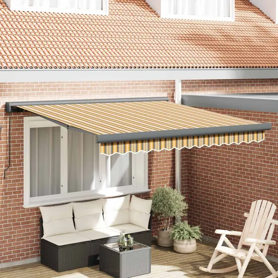 vidaXL Utrækkelig Markise 300 x 250 cm Flerfarvet Stof og Metal