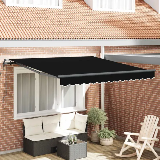 vidaXL Utrækkelig Markise Sort 300 x 250 cm Stof & Aluminium