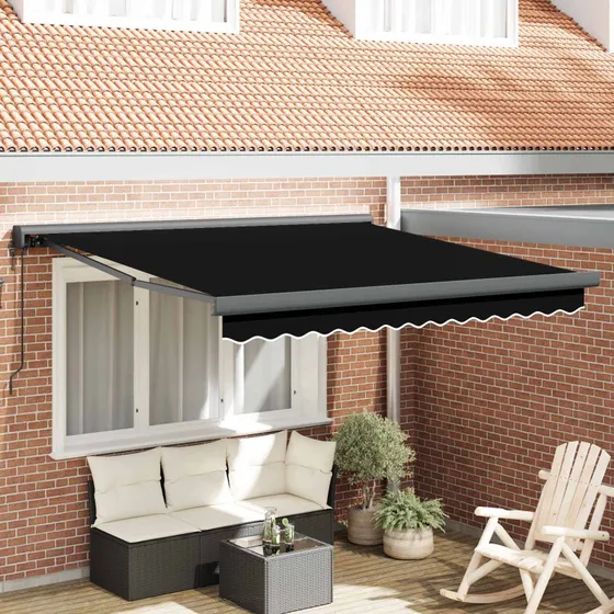 vidaXL Markise Sort 300 x 250 cm Polyester & Aluminium