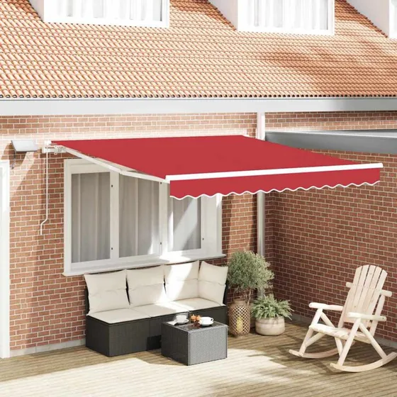 vidaXL Utrækkelig Markise Rød 300 x 250 cm Stål & Stof
