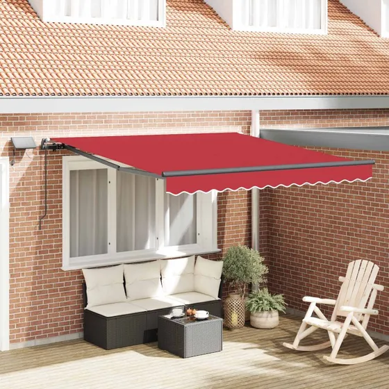 vidaXL Utrækkelig Markise med LED-Strimmelys Rød 300x250 cm