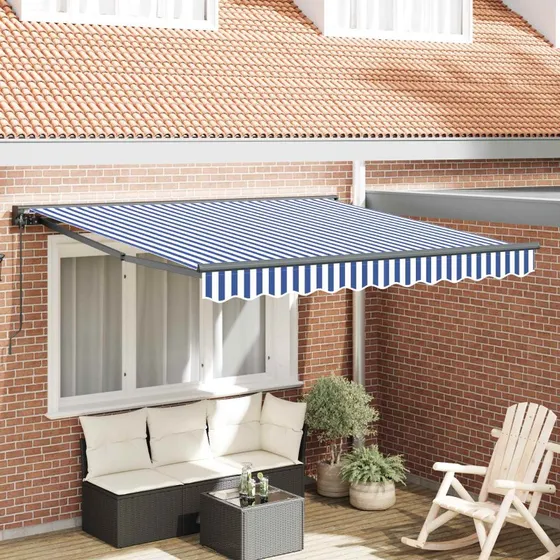 vidaXL Markiseramme Blå og Hvid 350x250 cm