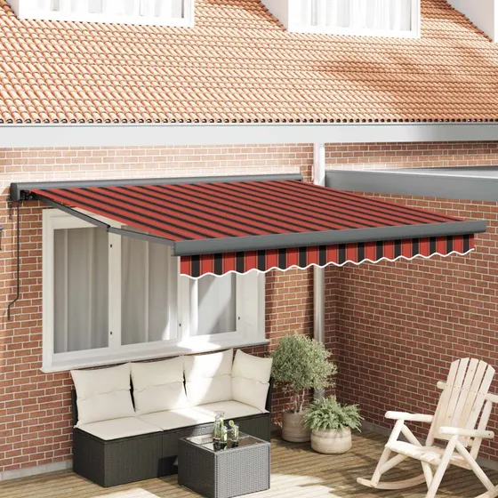 vidaXL Markise Rød og Sort 350 x 250 cm
