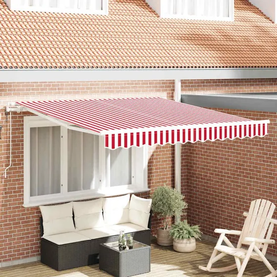 vidaXL Elektrisk Utrækkelig Markise 350 x 250 cm Rød og Hvid