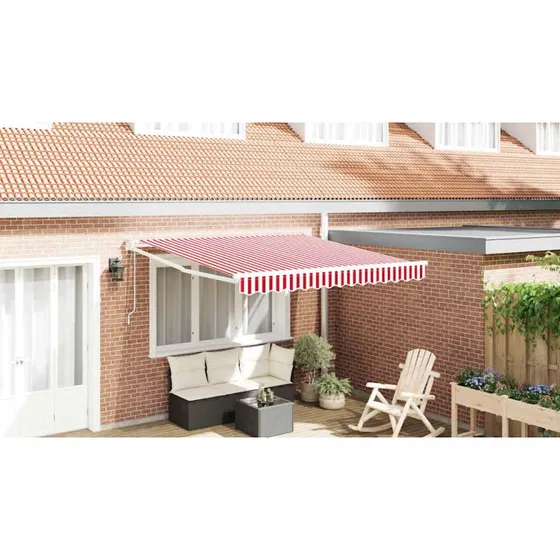 vidaXL Utrækkelig Markise Rød og Hvid 350 x 250 cm
