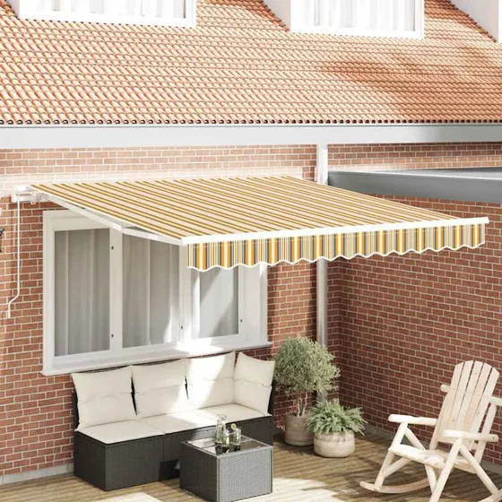 vidaXL Utrækkelig Markise Gul Grå Hvid 350 x 250 cm