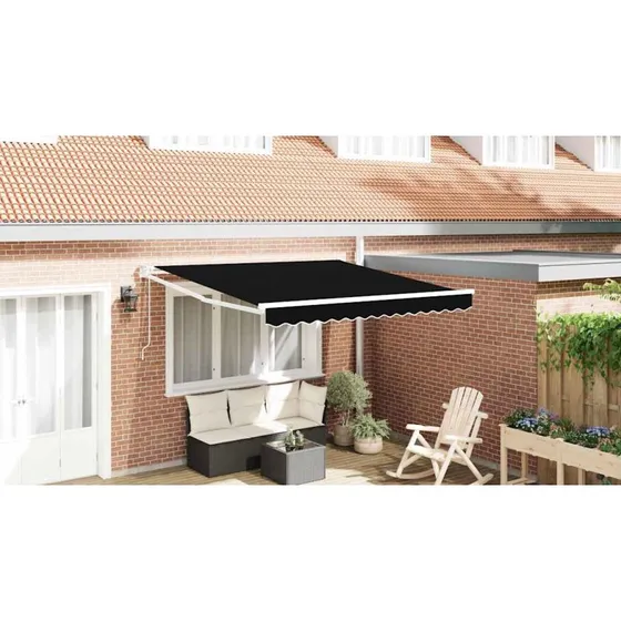 vidaXL Utrækkelig Markise Sort 350 x 250 cm