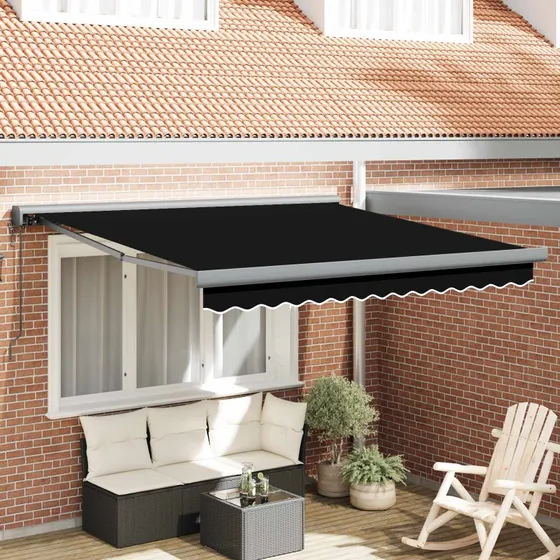 vidaXL Markise Sort 350 x 250 cm Polyester & Aluminium