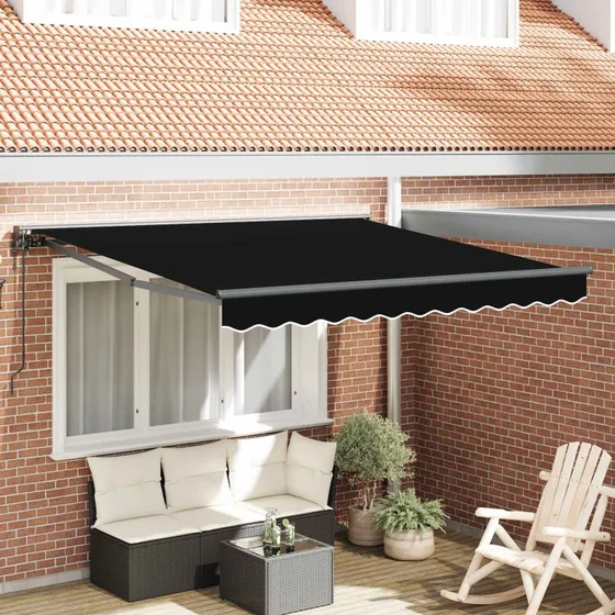 vidaXL Markiseramme Sort 350x250 cm med PU-belægning