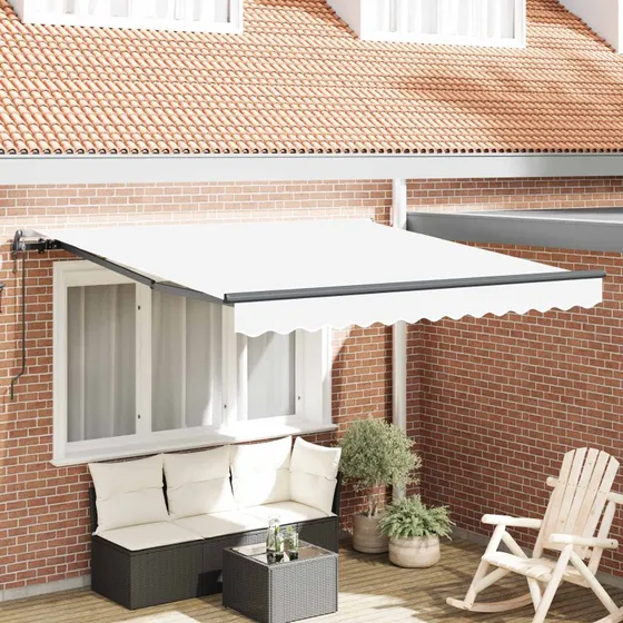vidaXL Utrækkelig Markise Hvid 350 x 250 cm