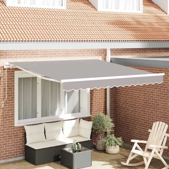 vidaXL Utrækkelig Markise Lysegrå 350 x 250 cm