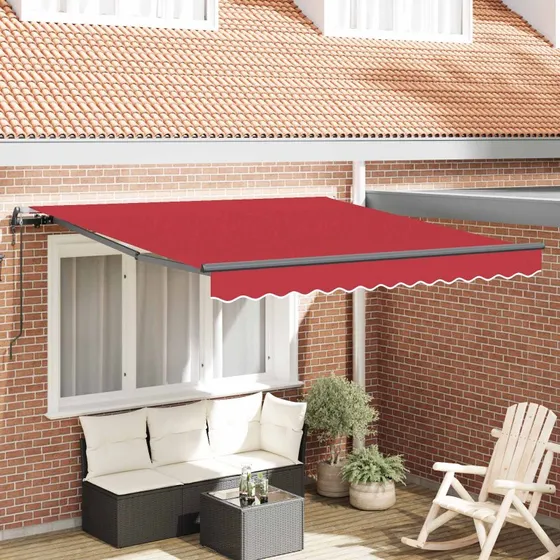 vidaXL Utrækkelig Markise Rød 350 x 250 cm Stof & Alu