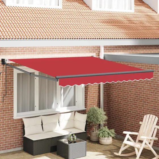 vidaXL Utrækkelig Markise Rød 350 x 250 cm