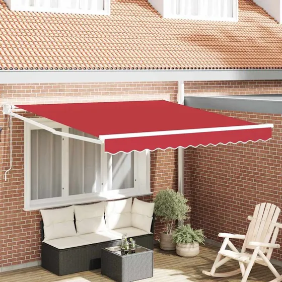 vidaXL Utrækkelig Markise Rød 350 x 250 cm