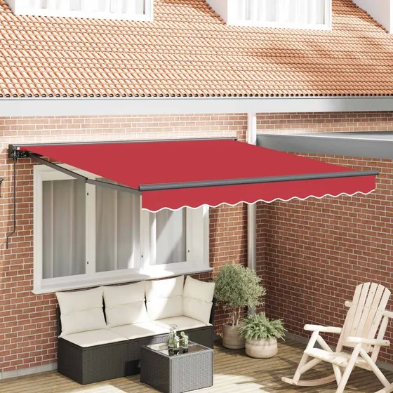 vidaXL Rød Utrækkelig Markise 350x250 cm med PU-belægning