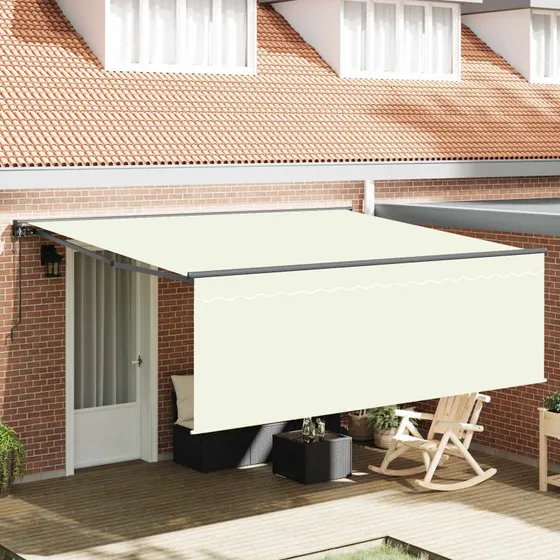 vidaXL Utrækkelig Markise Creme 400 × 300 cm Polyester & Aluminium