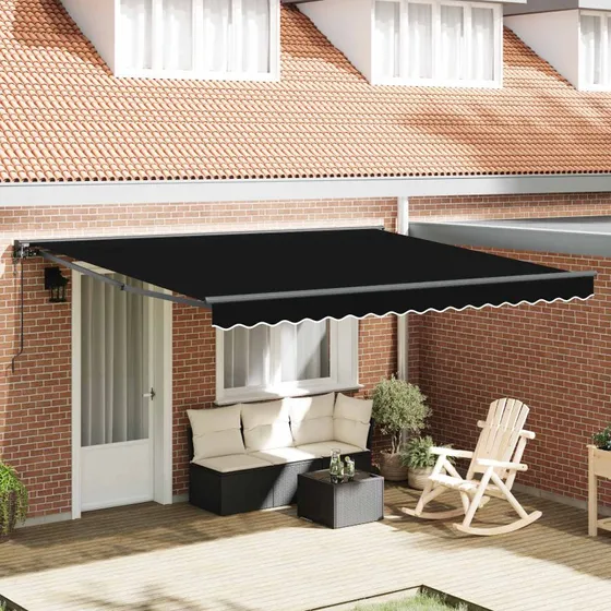 vidaXL Markiseramme Sort 400x300 cm med PU-belægning