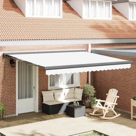 vidaXL Markise Hvid 400 × 300 cm Polyester & Aluminium