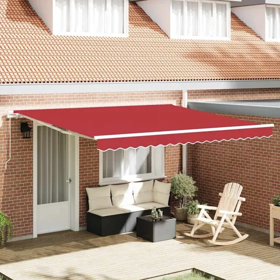 vidaXL Utrækkelig Markise Rød 400×300 cm Polyester & Aluminium