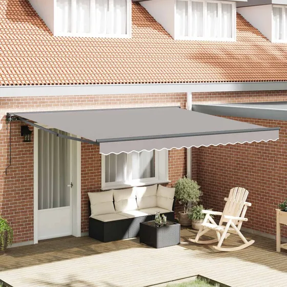 vidaXL Markiseramme Lysegrå 400×300 cm med PU-belægning
