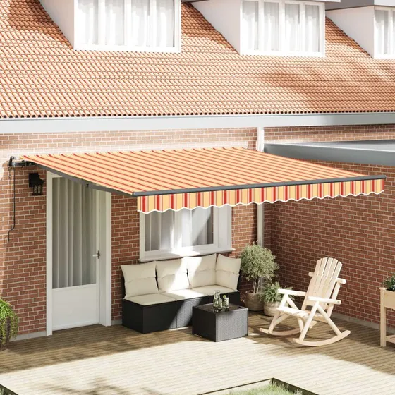 vidaXL Utrækkelig Markise Gul og Orange 400×350 cm Stof