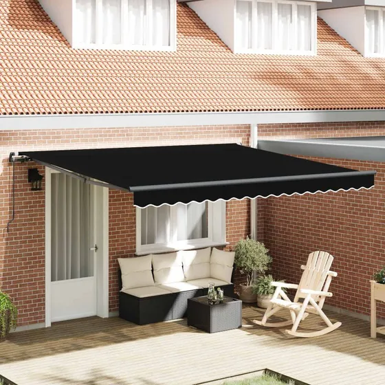 vidaXL Utrækkelig Markise Sort 400 × 350 cm