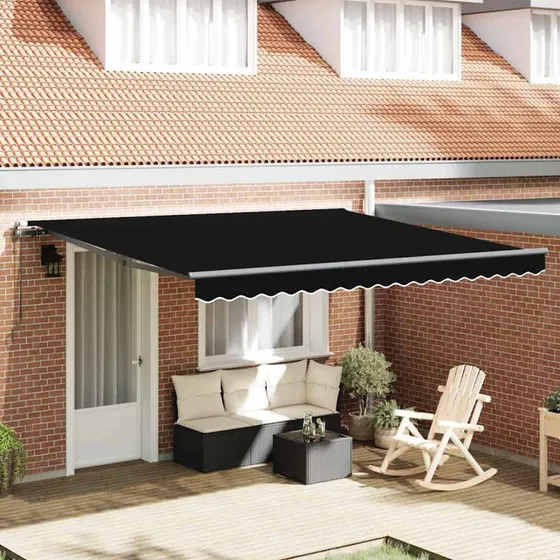 vidaXL Utrækkelig Markise Sort 400×350 cm Stof & Alu