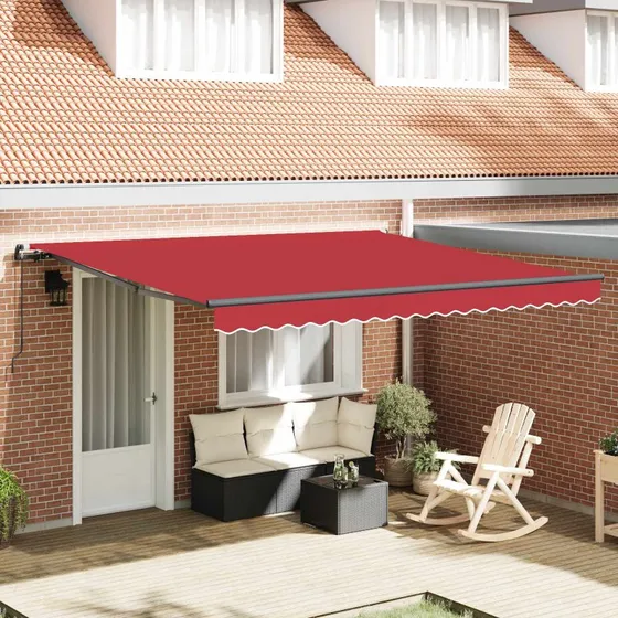 vidaXL Utrækkelig Markise Rød 400 × 350 cm