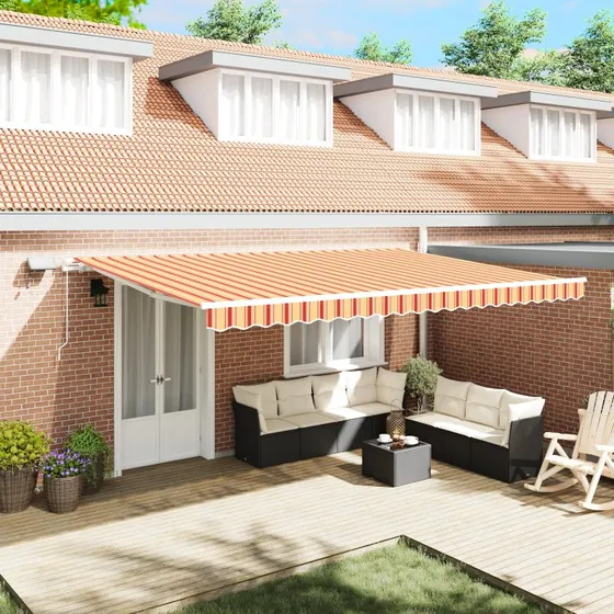 Utrækkelig Markise med Gul og Orange 500×300 cm Stof