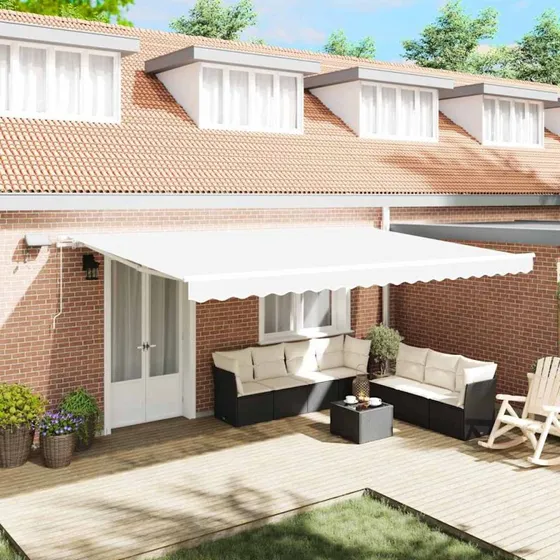 vidaXL Utrækkelig Markise Hvid 500 × 350 cm