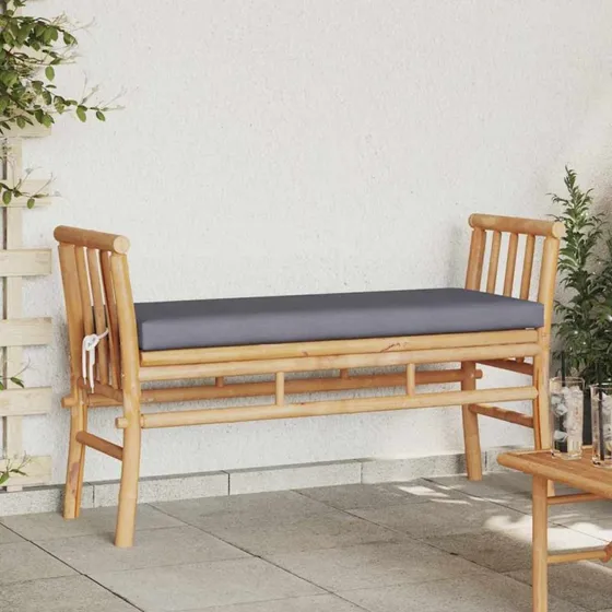 vidaXL Havebænk med pude, Brun, 110 x 38 x 65 cm, Bambus