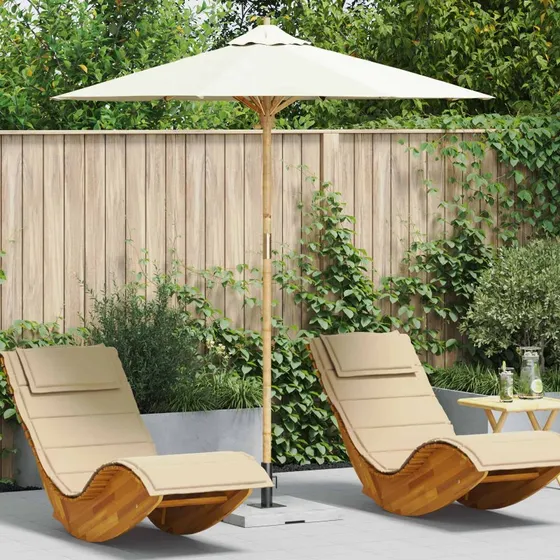 vidaXL Havesol Cremehvid Ø217 x 230 cm Bambus