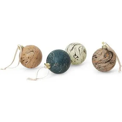 Ferm Living Marble Baubles M – sæt med 4 glasophæng