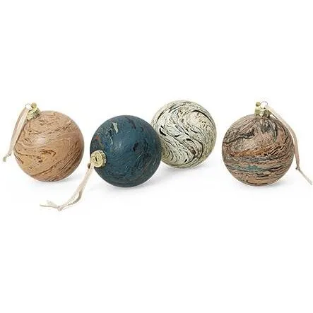 Ferm Living Marble Baubles L - sæt med 4