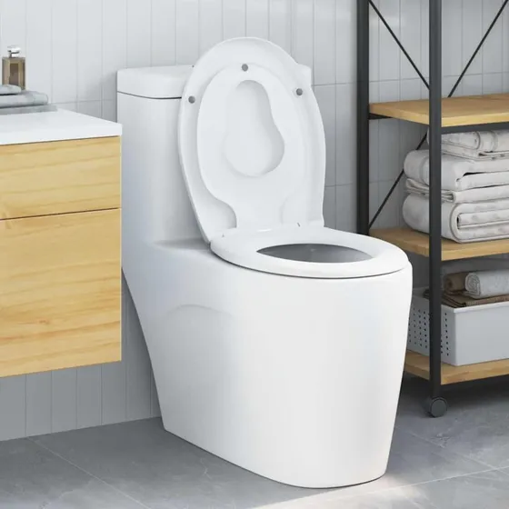 vidaXL Hvid Hurtig Udløsnings Toilet Sæde 47 x 37 cm