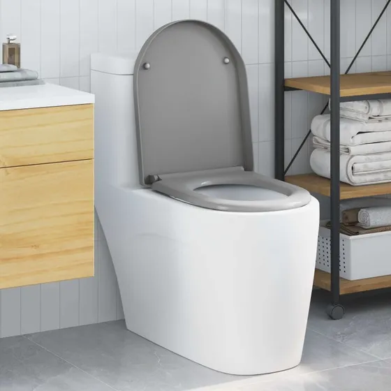 vidaXL Grå Toiletbræt 49 x 36 cm Duroplast med Blød Lukning