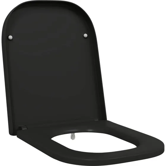 vidaXL Toiletbræt Sort 47,5 x 35 cm Duroplast med Blød Lukning