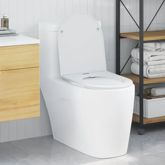 vidaXL Hvid Toiletbræt 47 x 36 cm med Hurtigfrigivelse og Blød Lukning