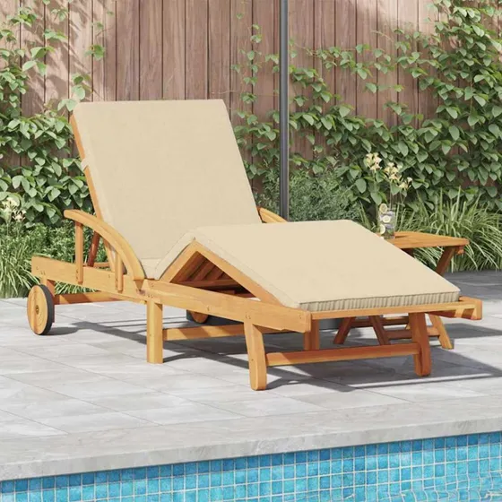 vidaXL Solstol 2 stk Beige 200 x 67 x 84 cm Massivt Akacietræ