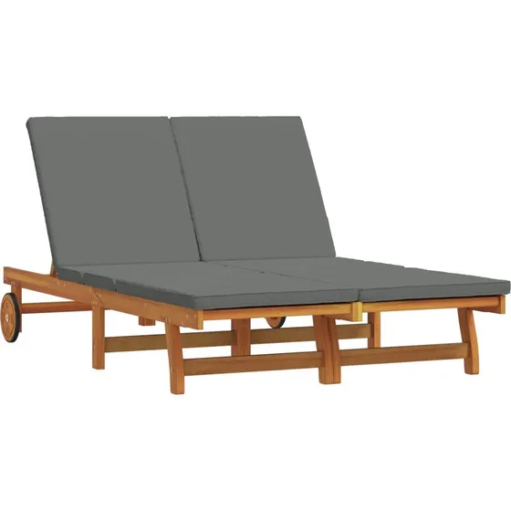 vidaXL Solstol med Pude Brun 125 x 200 x 84 cm, Massivt Akacietræ