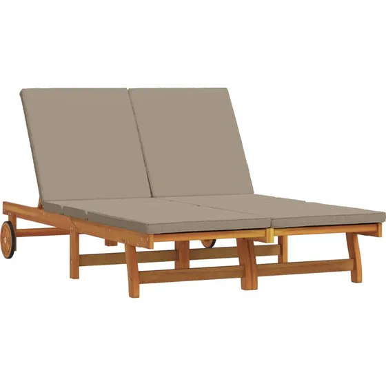 vidaXL Solstol Brun 125 x 200 x 84 cm, Massivt Akacietræ med Pude