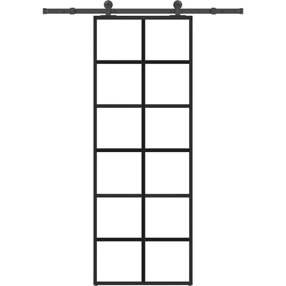 vidaXL Skydedør 76x205 cm med sikkerhedsglas og aluminiumsramme