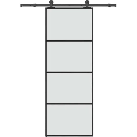 vidaXL skydedør 76x205 cm med sikkerhedsglas og aluminiumsramme