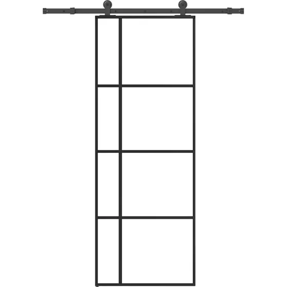 vidaXL Skydedør 76x205 cm med hærdet glas og aluminiumsramme
