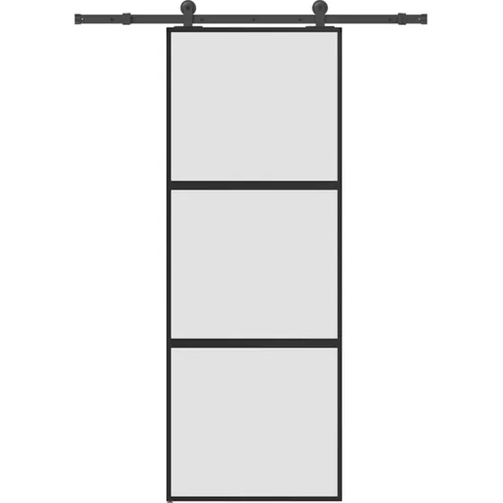 vidaXL Skydedør 76x205 cm med hærdet glas og aluminium