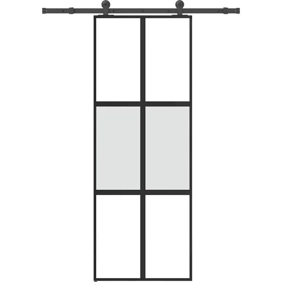 vidaXL Skydedør 76x205 cm med hærdet glas og aluminium